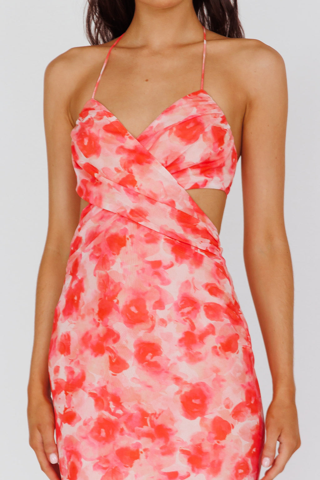 Alivia Tied Back Maxi Dress Floral Red by Selfie Leslie Australia