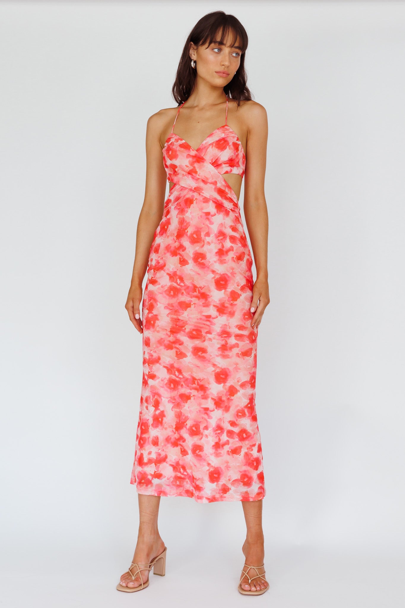Alivia Tied Back Maxi Dress Floral Red by Selfie Leslie Australia
