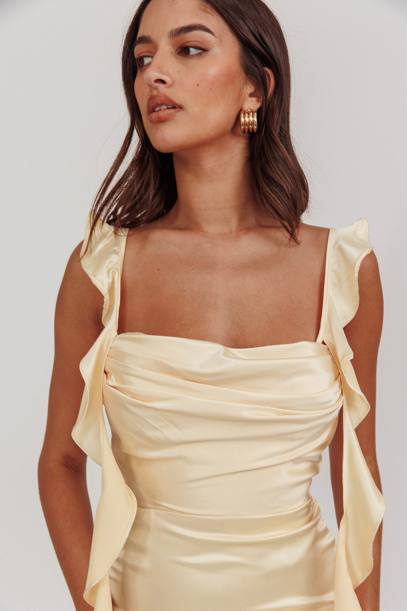 selfie leslie blushing ruffle trim midi dress Blushing Ruffle Trim Midi Dress Butter