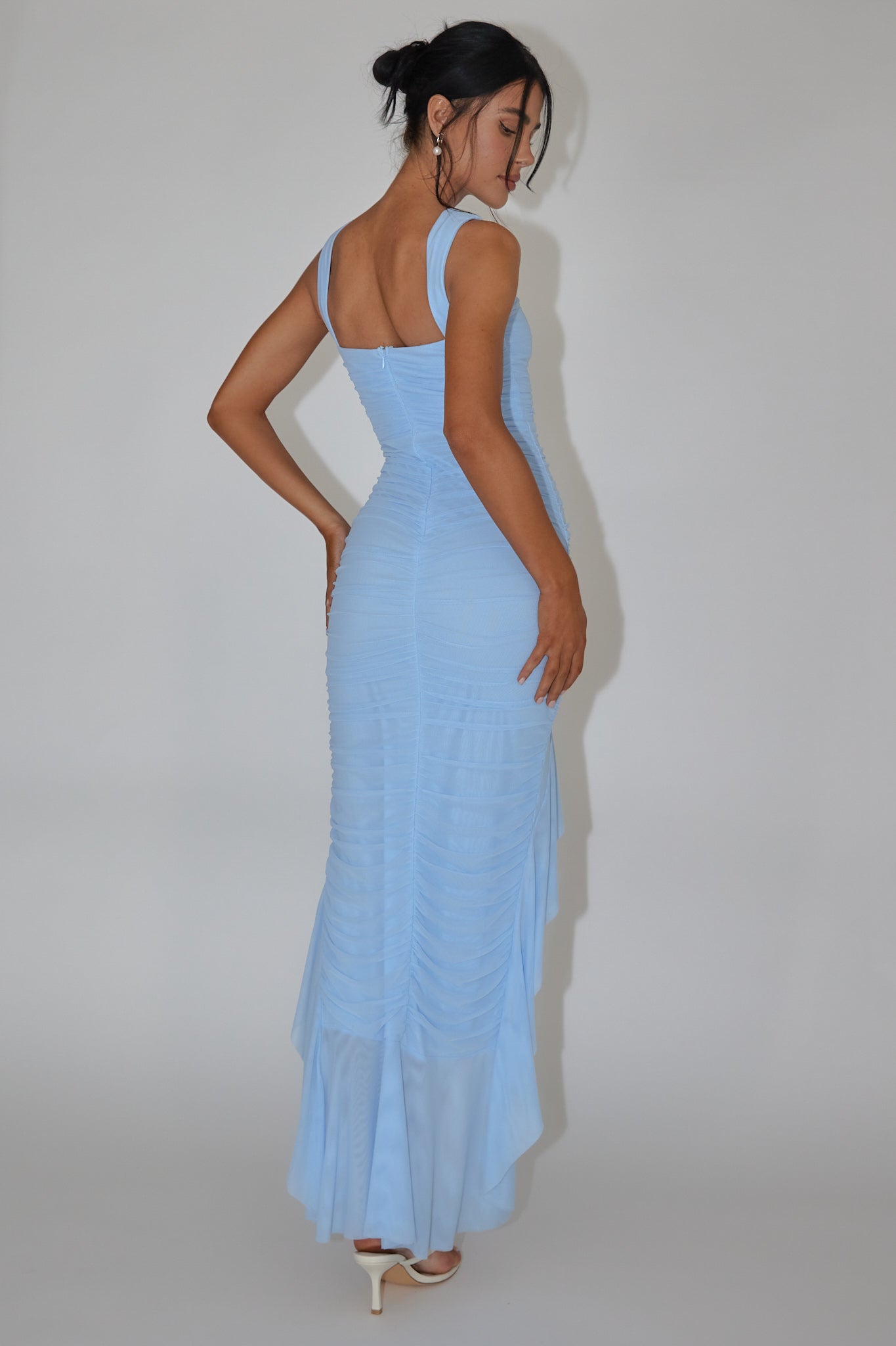 Jozelle Ruffle Hem Midi Dress Blue by Selfie Leslie Australia
