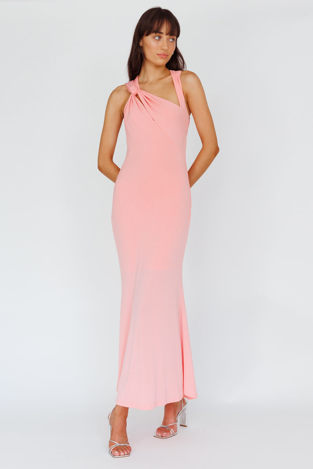 Karyl Shoulder Sash Midi Dress Apricot by Selfie Leslie Australia