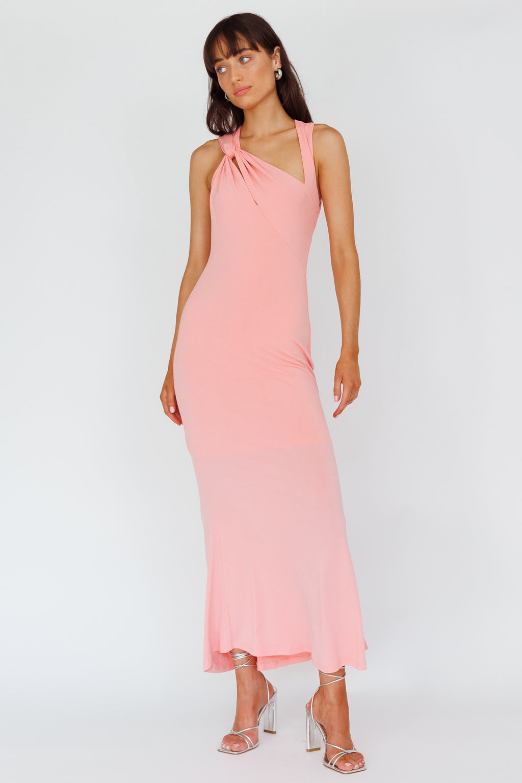 Karyl Shoulder Sash Midi Dress Apricot by Selfie Leslie Australia