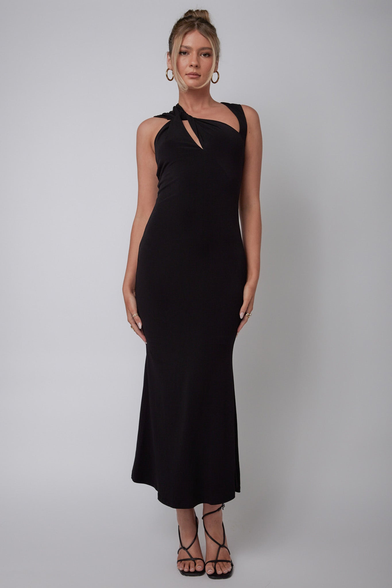 Karyl Shoulder Sash Midi Dress Black by Selfie Leslie Australia