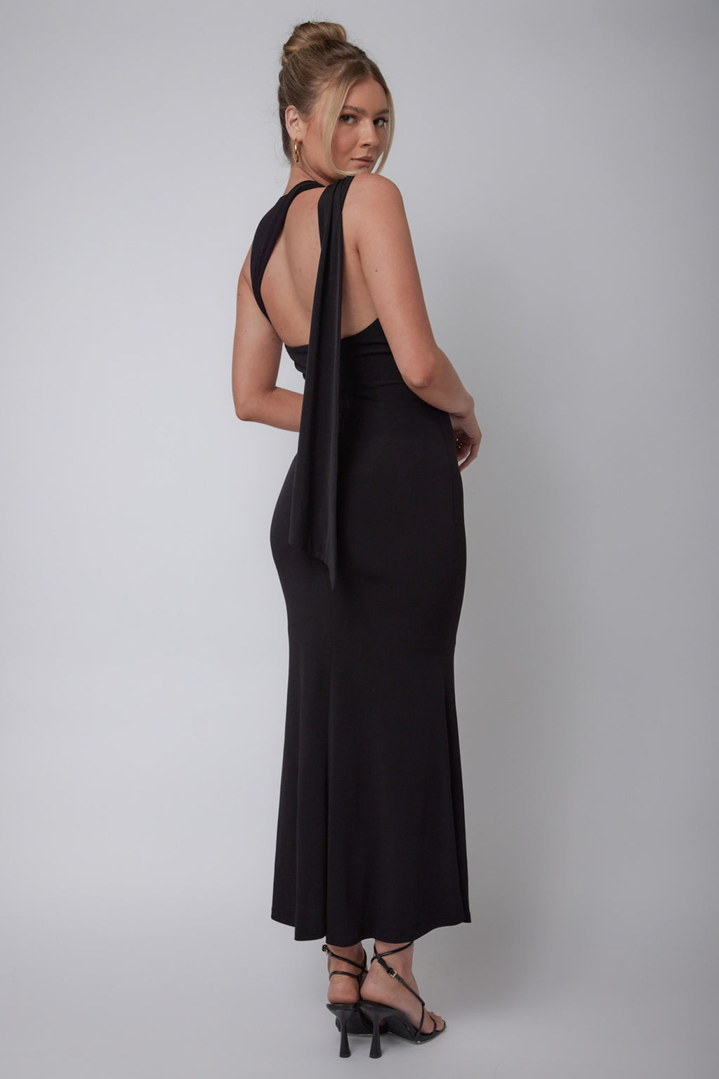 Karyl Shoulder Sash Midi Dress Black by Selfie Leslie Australia