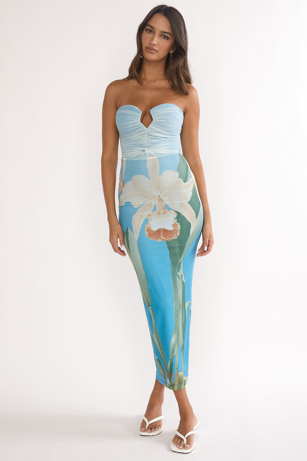 Lahita Strapless Midi Dress Orchid Blue by Selfie Leslie Australia