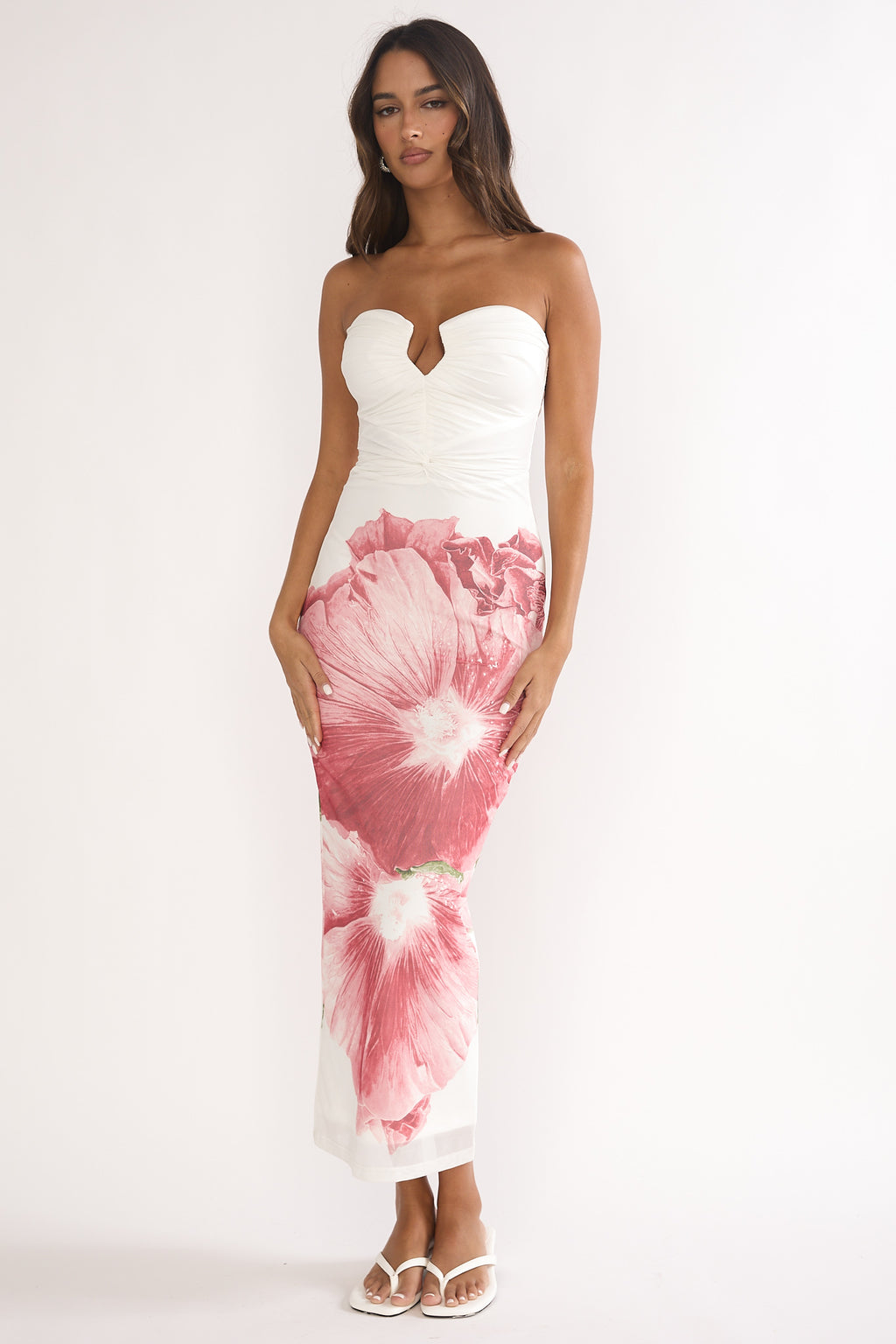 Lahita Strapless Midi Dress Hibiscus Fuchsia by Selfie Leslie Australia