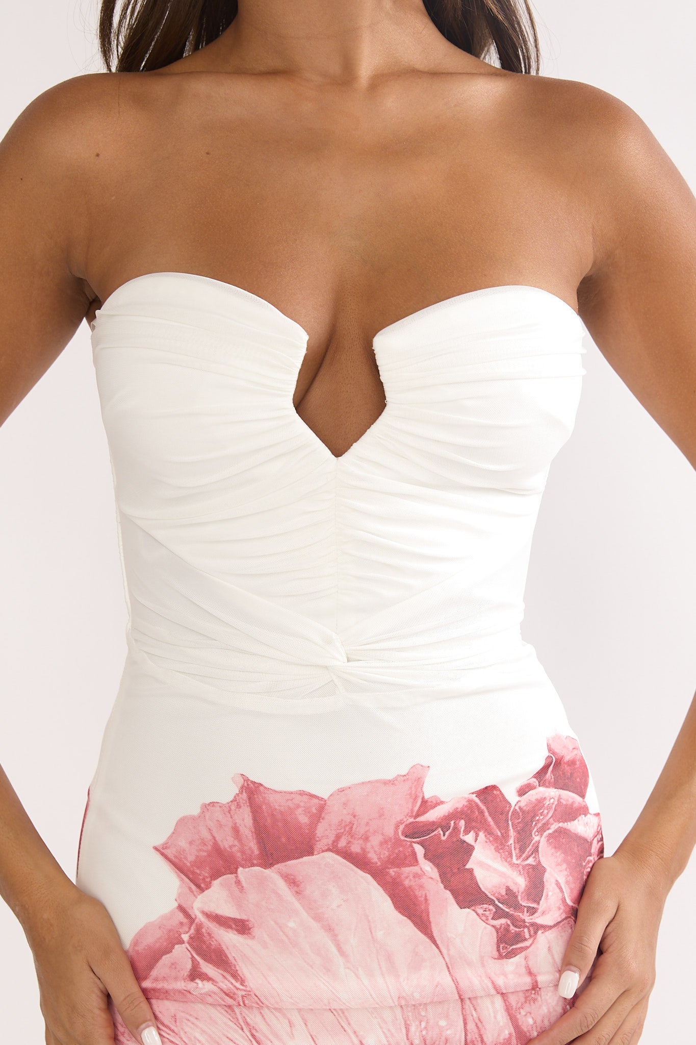 Lahita Strapless Midi Dress Hibiscus Fuchsia by Selfie Leslie Australia