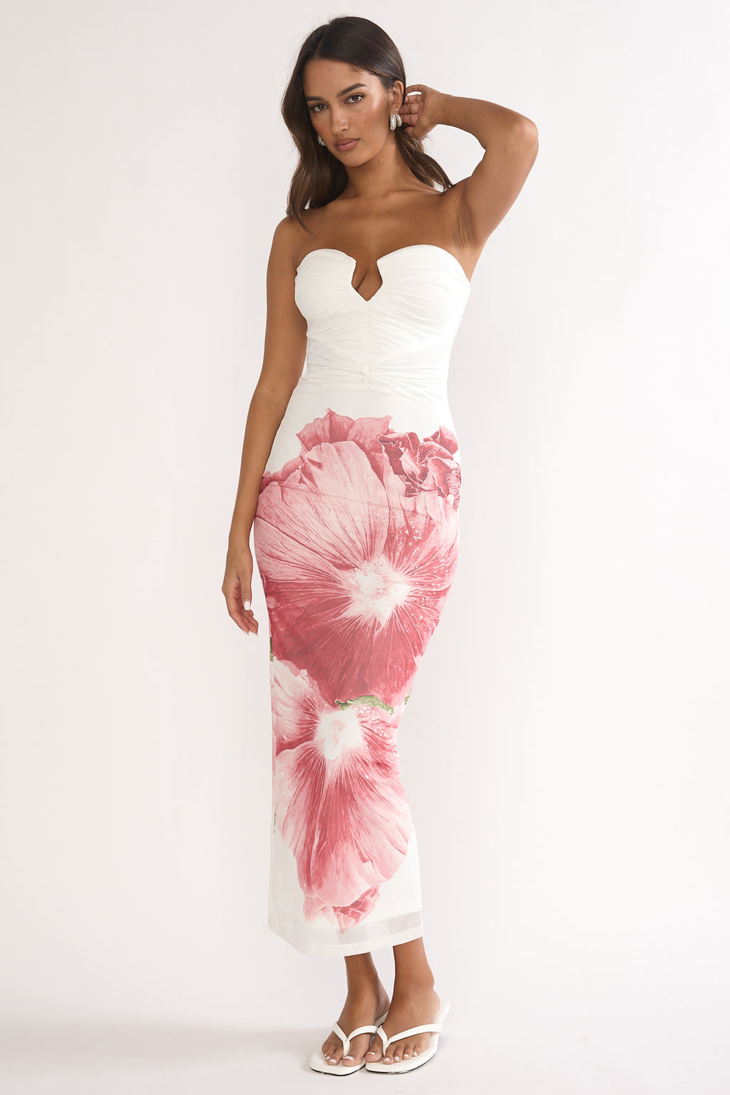 Lahita Strapless Midi Dress Hibiscus Fuchsia by Selfie Leslie Australia