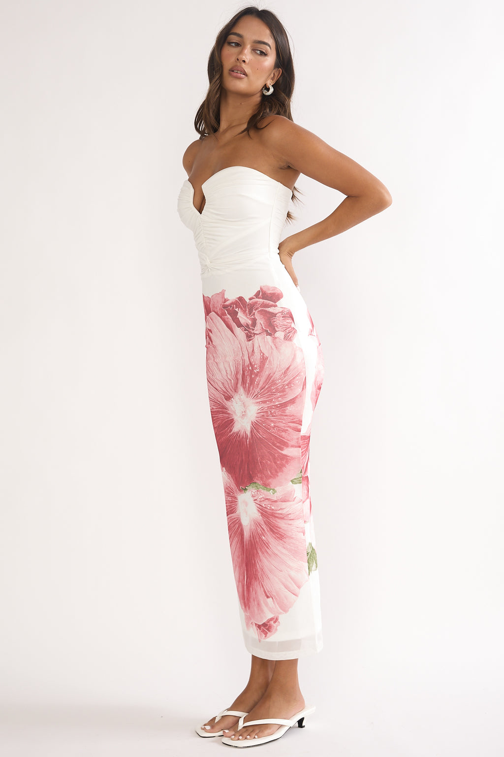 Lahita Strapless Midi Dress Hibiscus Fuchsia by Selfie Leslie Australia