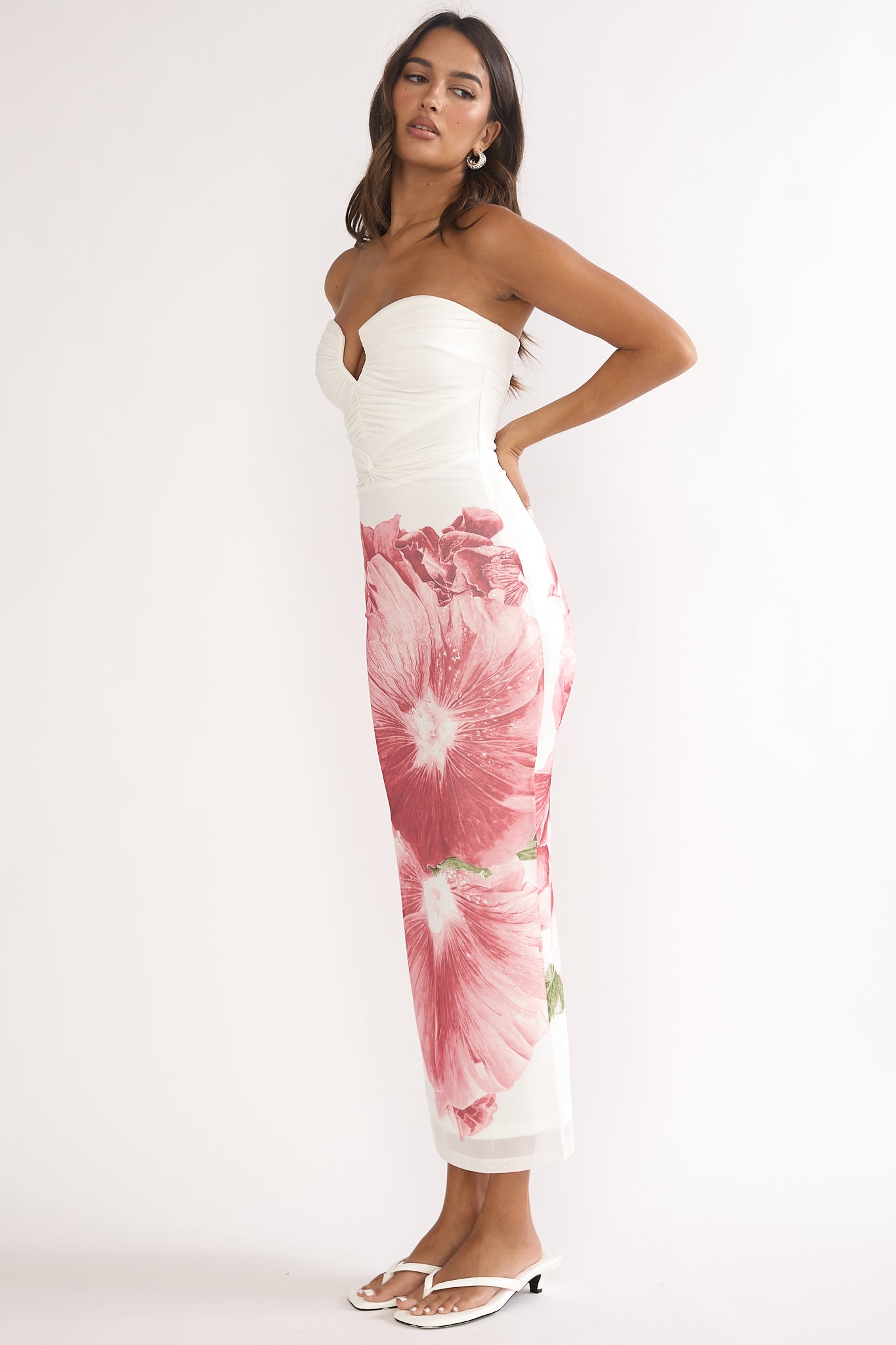 Lahita Strapless Midi Dress Hibiscus Fuchsia by Selfie Leslie Australia