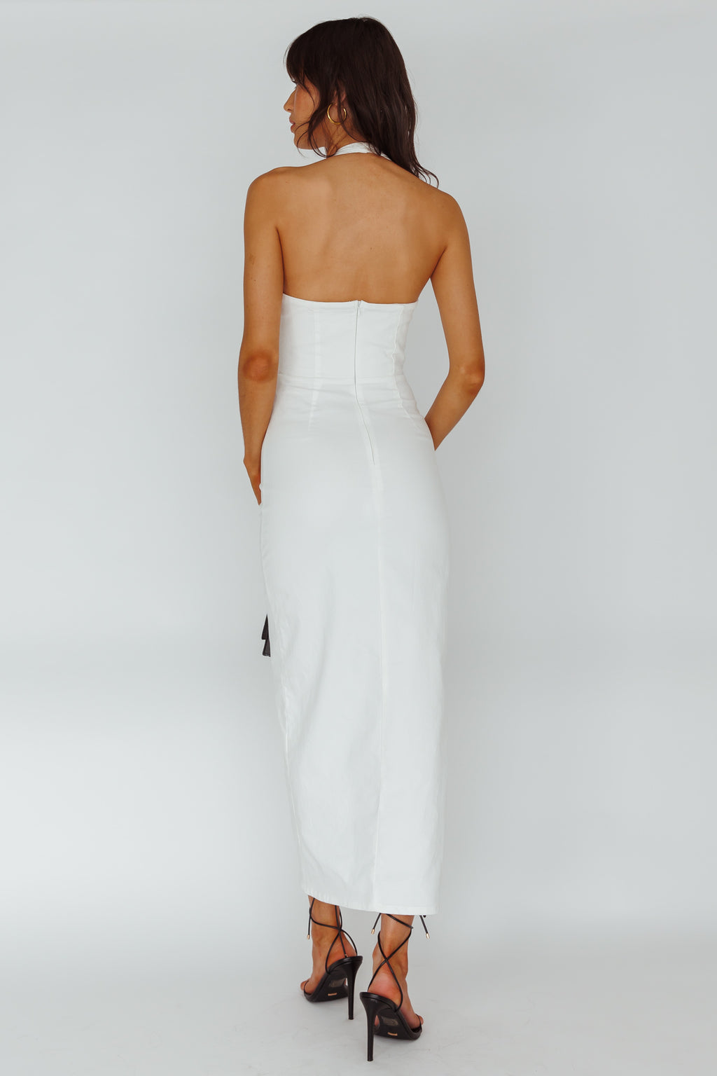 Renita Halterneck Button Maxi Dress White by Selfie Leslie Australia
