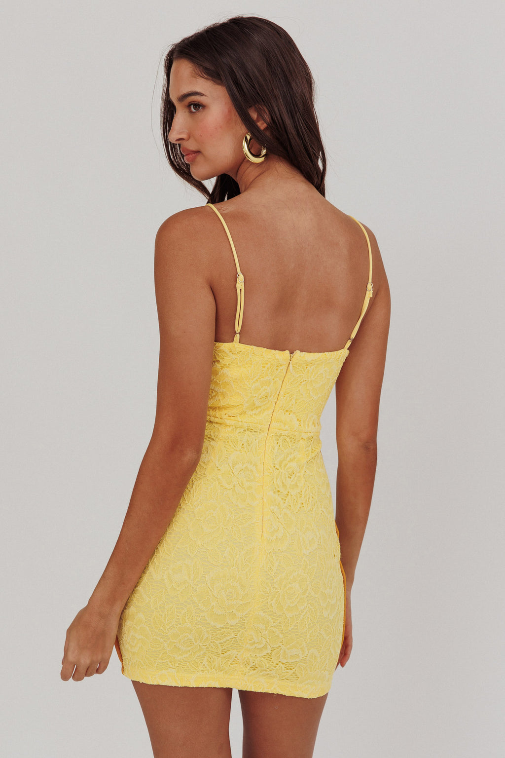 Shenae Piping Trim Mini Dress Lace Yellow by Selfie Leslie Australia