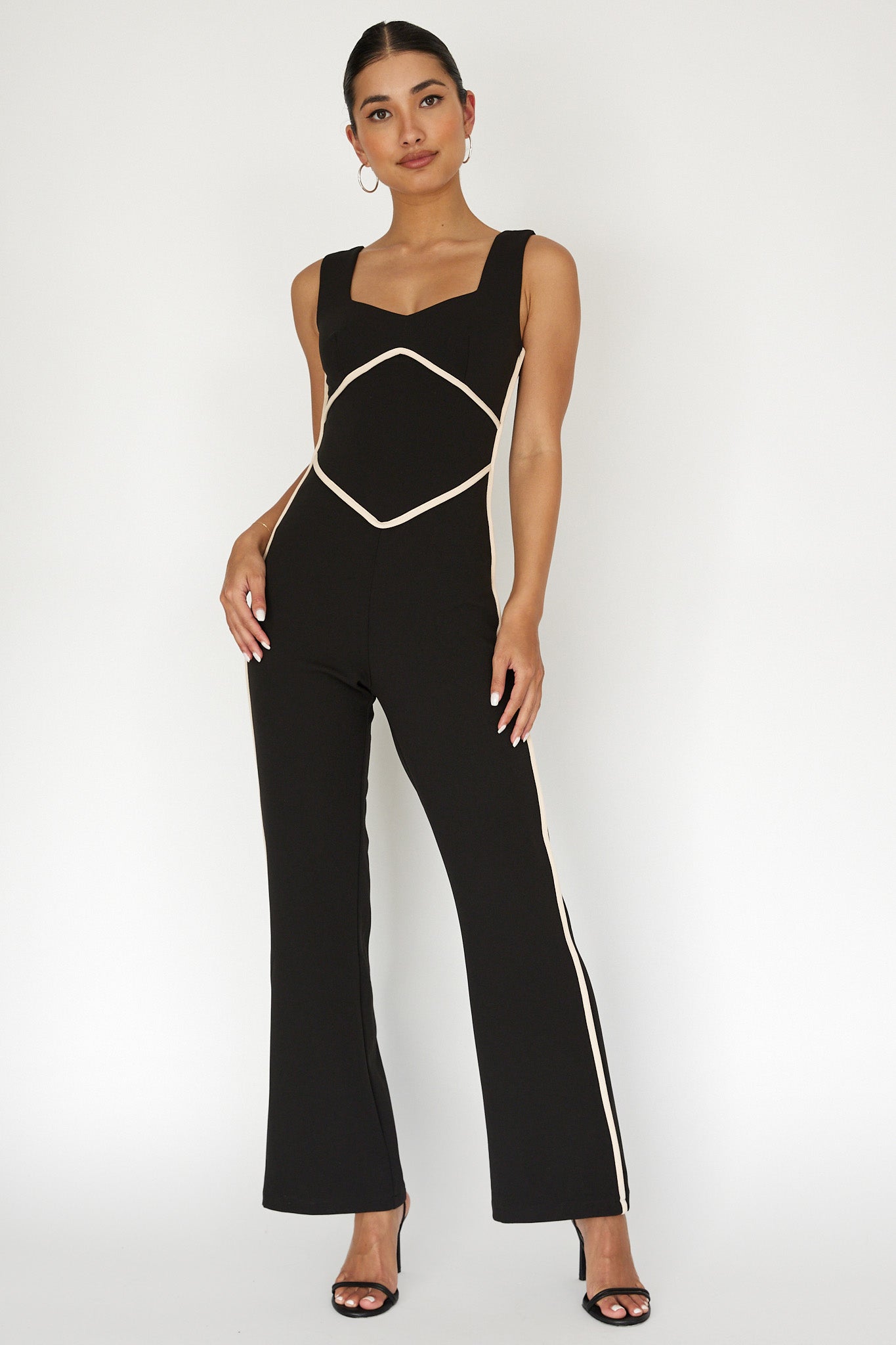 Shenae Piping Trim Jumpsuit Black by Selfie Leslie Australia