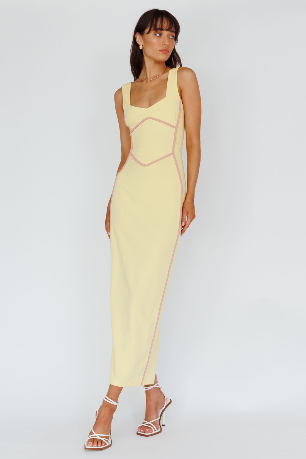 Shenae Piping Trim Maxi Dress Lemon by Selfie Leslie Australia