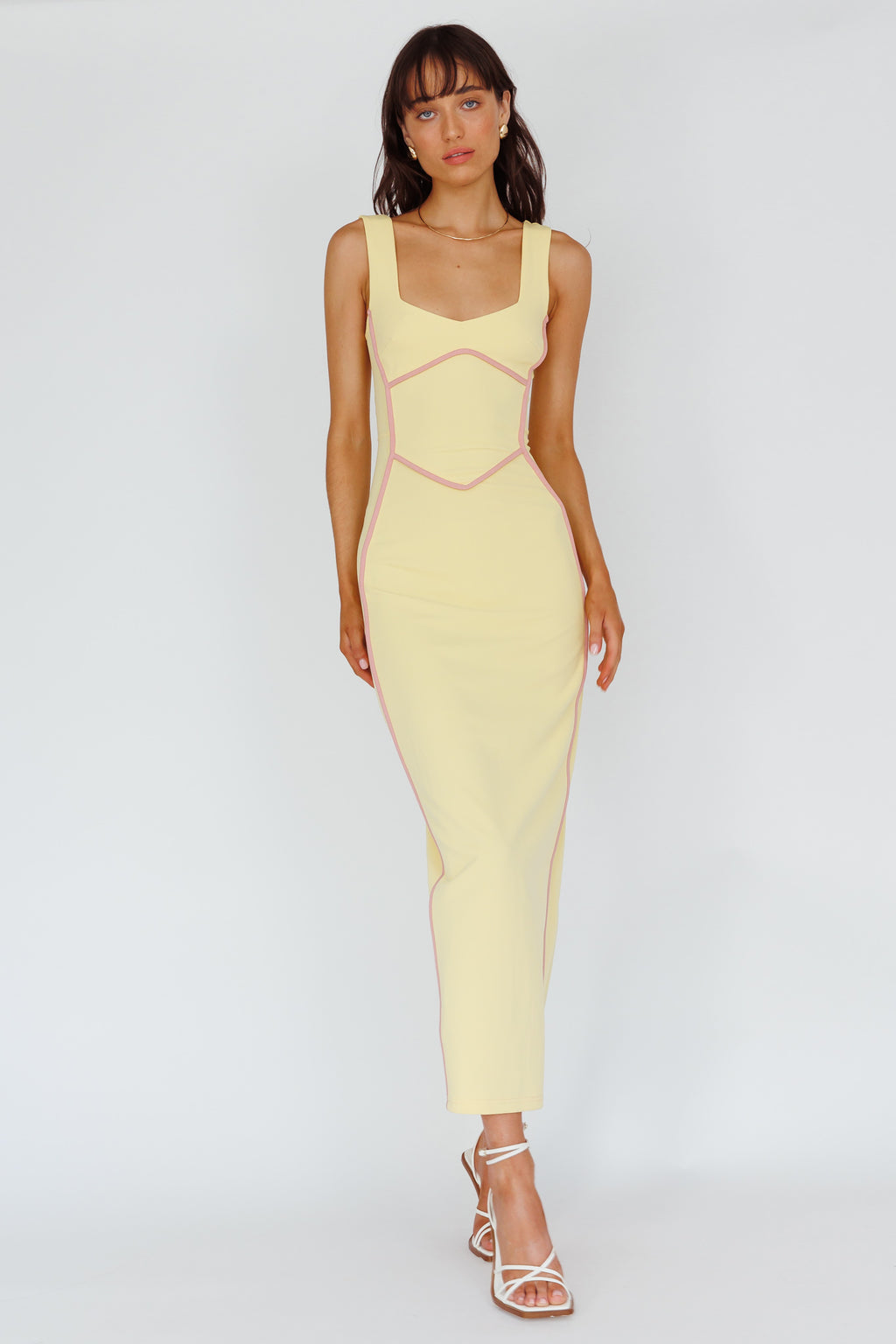 Shenae Piping Trim Maxi Dress Lemon by Selfie Leslie Australia