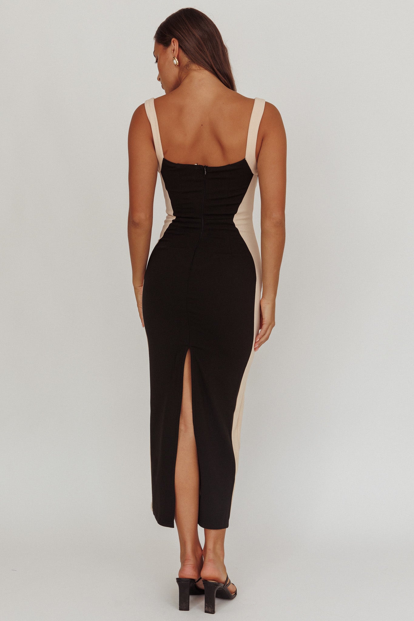 Tenika Contrast Bodycon Midi Dress Black by Selfie Leslie Australia