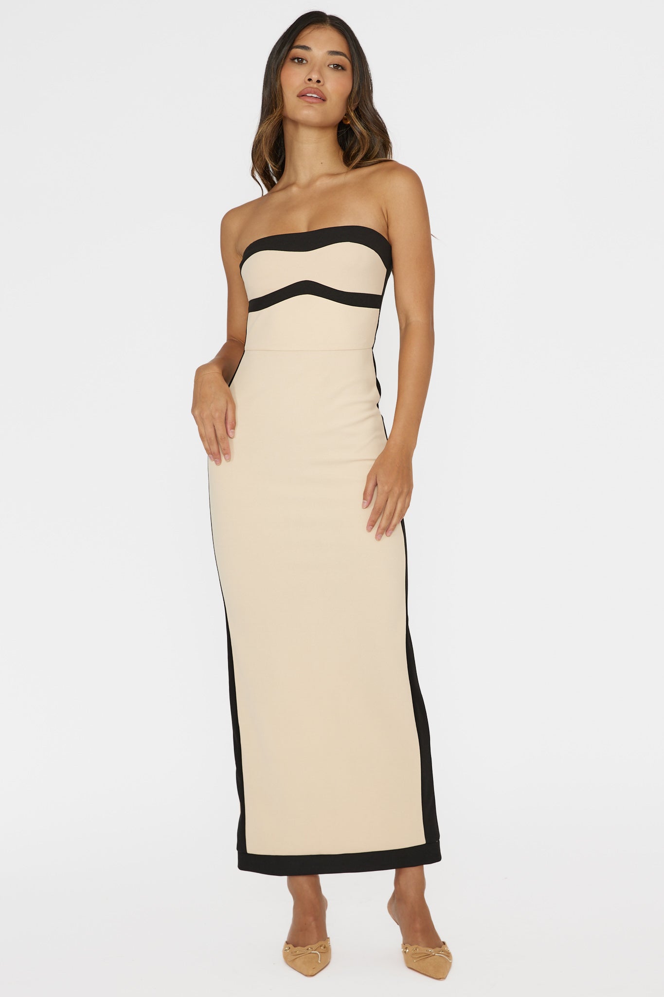 Tenika Strapless Bodycon Midi Dress Nude by Selfie Leslie Australia