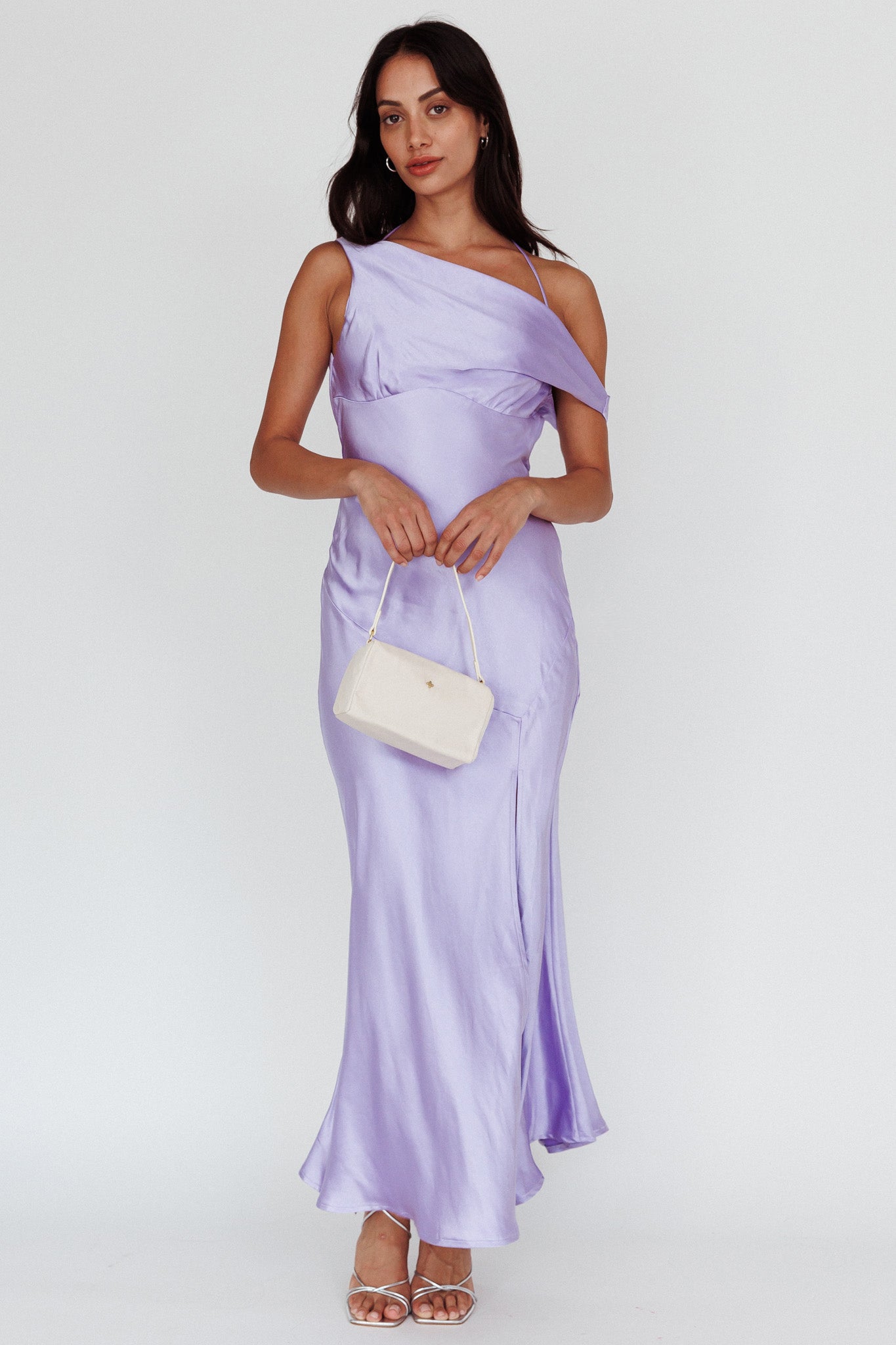 Etienne Off-Shoulder Halter Midi Dress Lilac by Selfie Leslie Australia