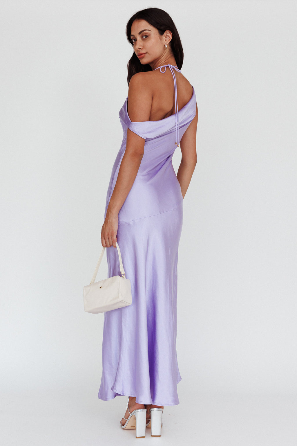 Etienne Off-Shoulder Halter Midi Dress Lilac by Selfie Leslie Australia