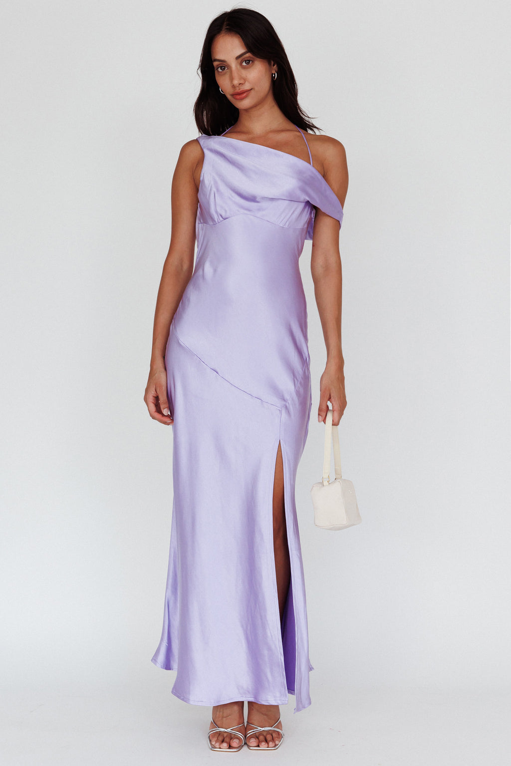 Etienne Off-Shoulder Halter Midi Dress Lilac by Selfie Leslie Australia