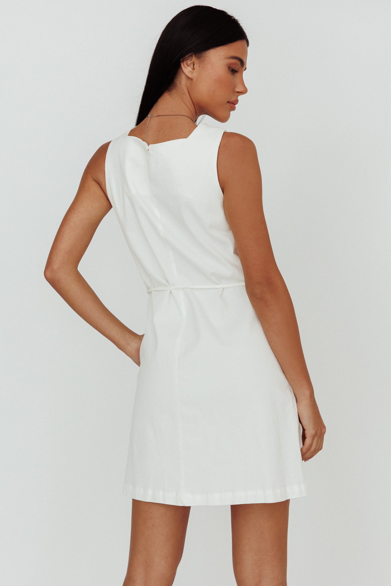 Tirzah Side Pocket Shift Dress White by Selfie Leslie Australia
