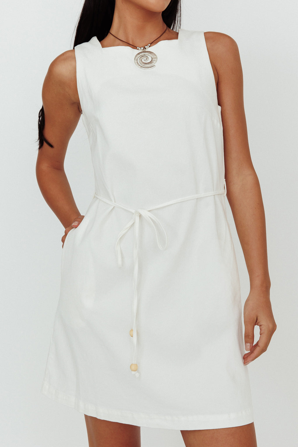 Tirzah Side Pocket Shift Dress White by Selfie Leslie Australia