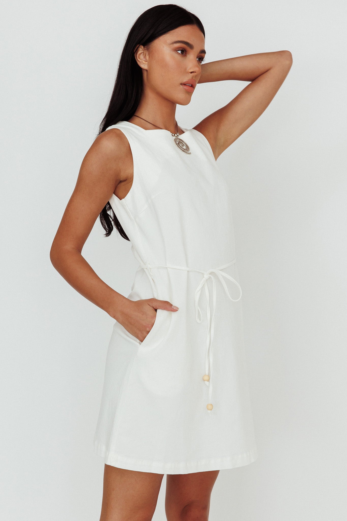 Tirzah Side Pocket Shift Dress White by Selfie Leslie Australia