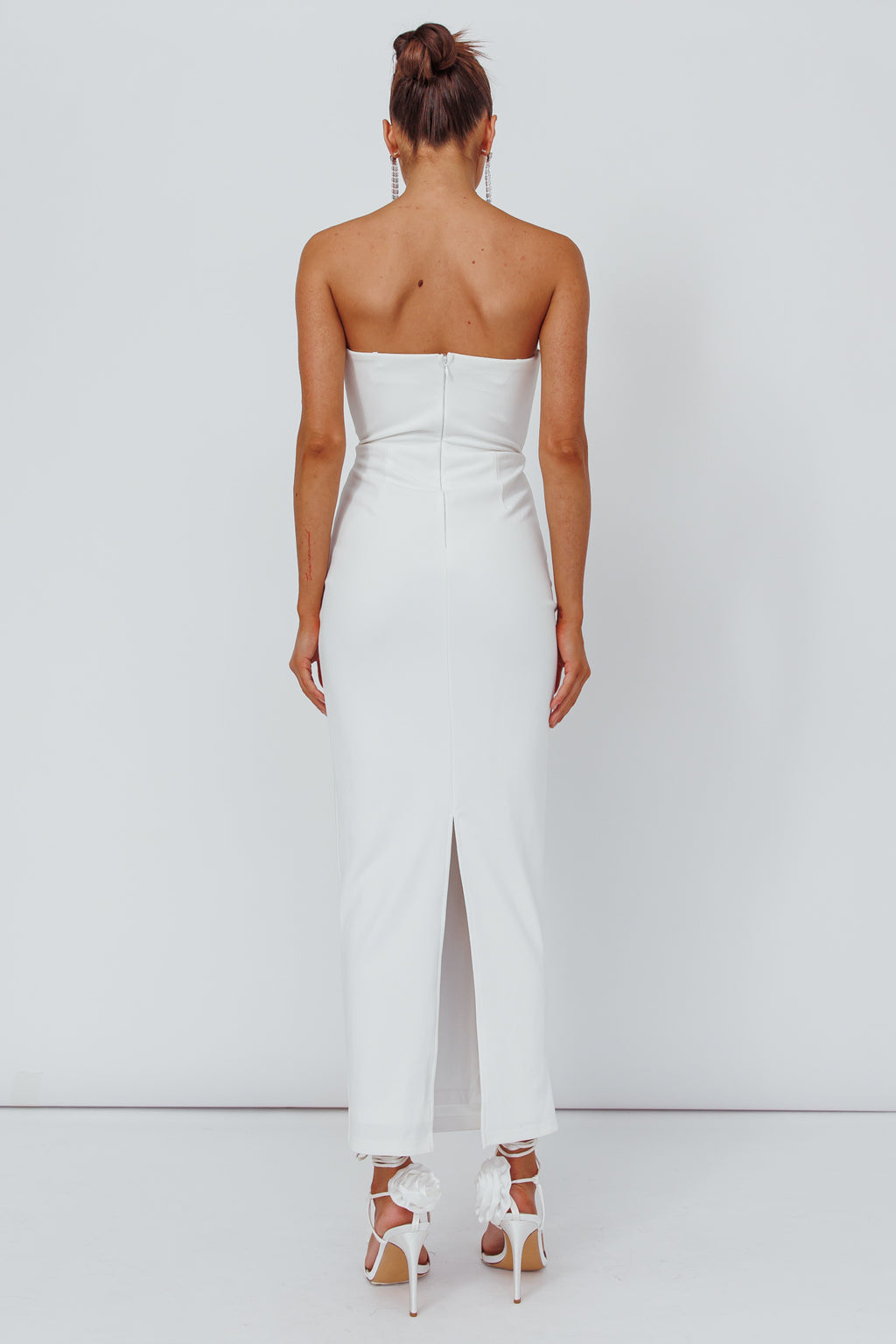 Deonne Twist Waist Midi Dress White by Selfie Leslie Australia