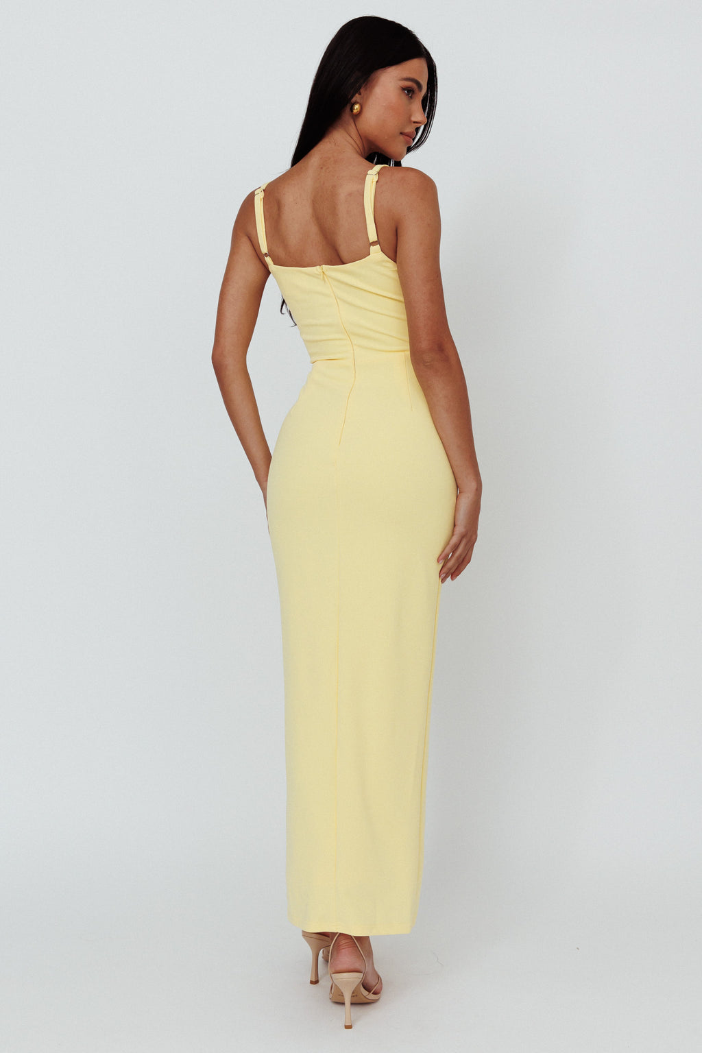 Love To Love Front Split Maxi Dress Lemon by Selfie Leslie Australia