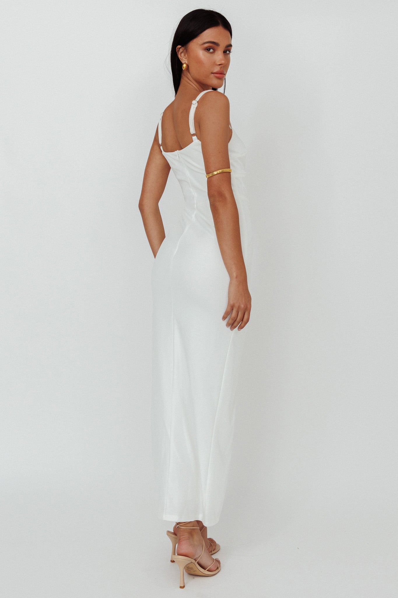 Love To Love Front Split Maxi Dress White by Selfie Leslie Australia