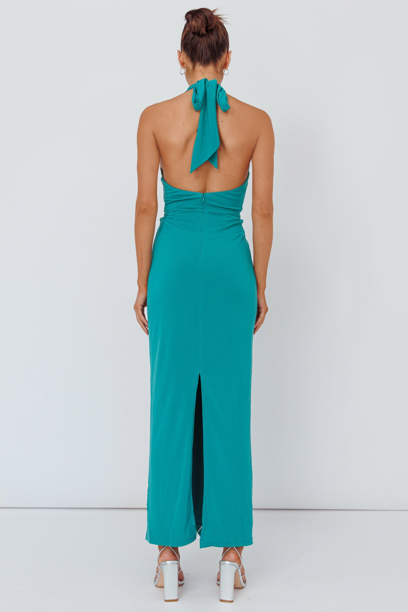 Ray Of Light Ruched Halterneck Maxi Dress Green by Selfie Leslie Australia