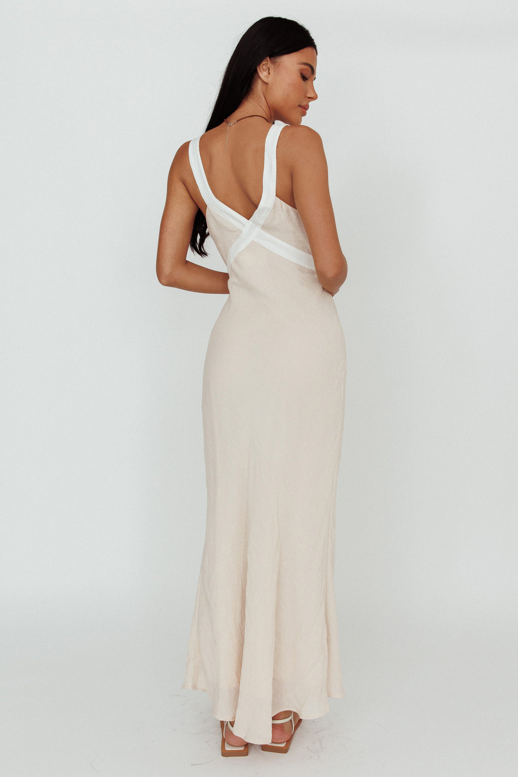 Zariah V-Neck Maxi Dress Beige by Selfie Leslie Australia