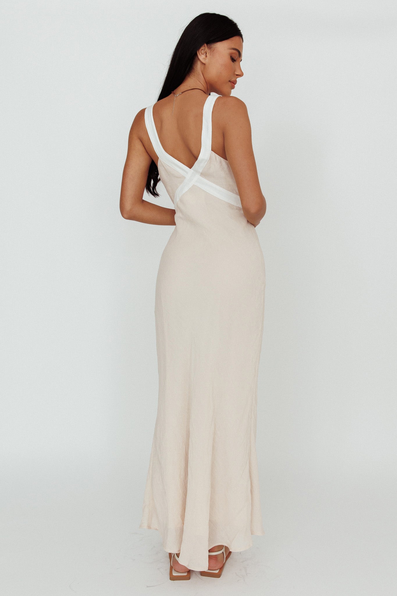 Zariah V-Neck Maxi Dress Beige by Selfie Leslie Australia