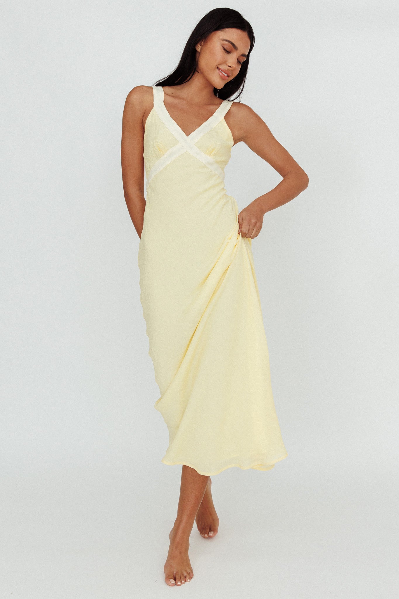 Zariah V-Neck Maxi Dress Yellow by Selfie Leslie Australia