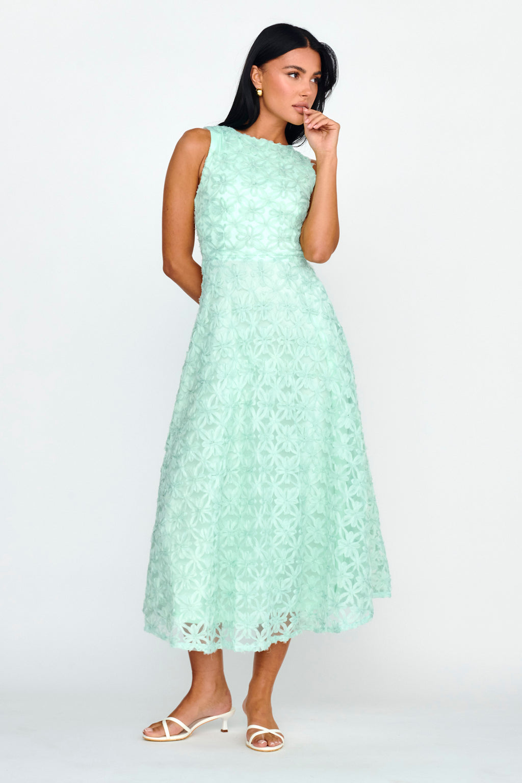 Dianne Sleeveless Embellished Midi Dress Mint by Selfie Leslie Australia