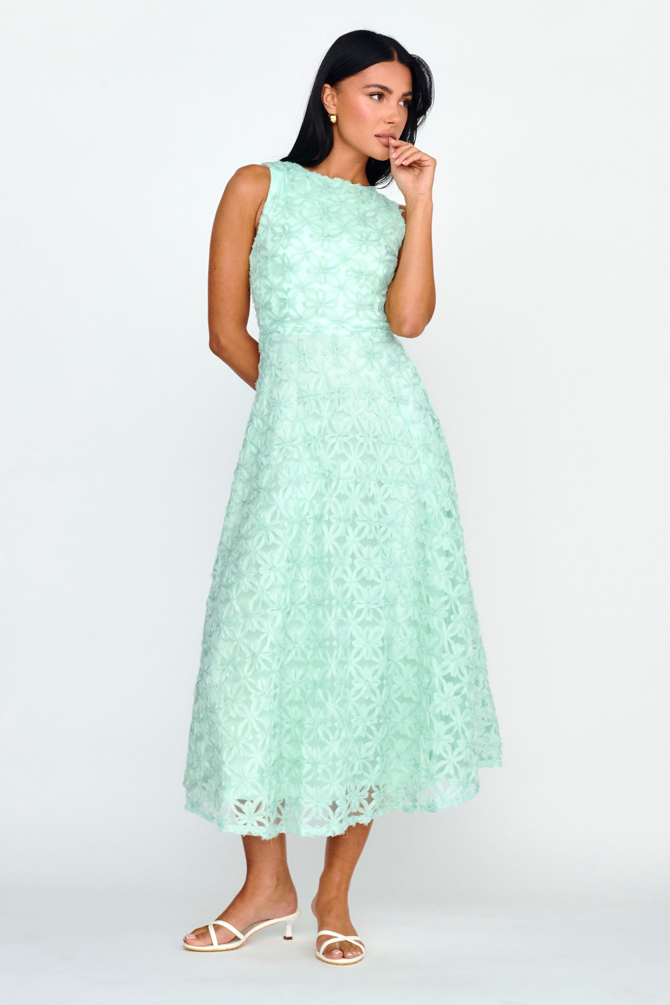 Dianne Sleeveless Embellished Midi Dress Mint by Selfie Leslie Australia