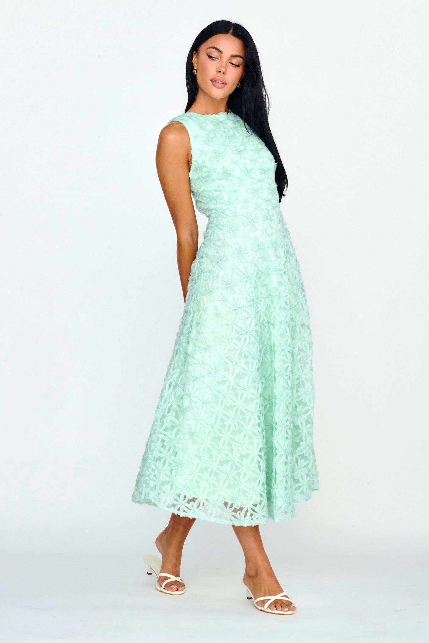 Dianne Sleeveless Embellished Midi Dress Mint by Selfie Leslie Australia