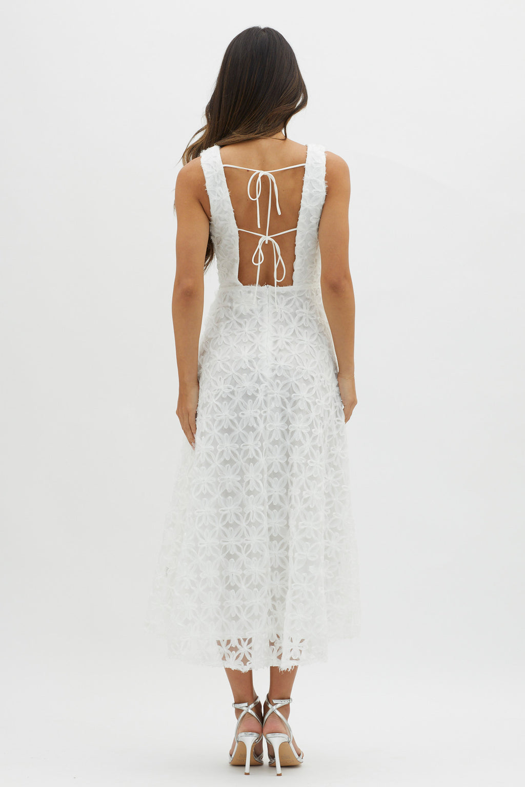 Dianne Sleeveless Embellished Midi Dress White by Selfie Leslie Australia
