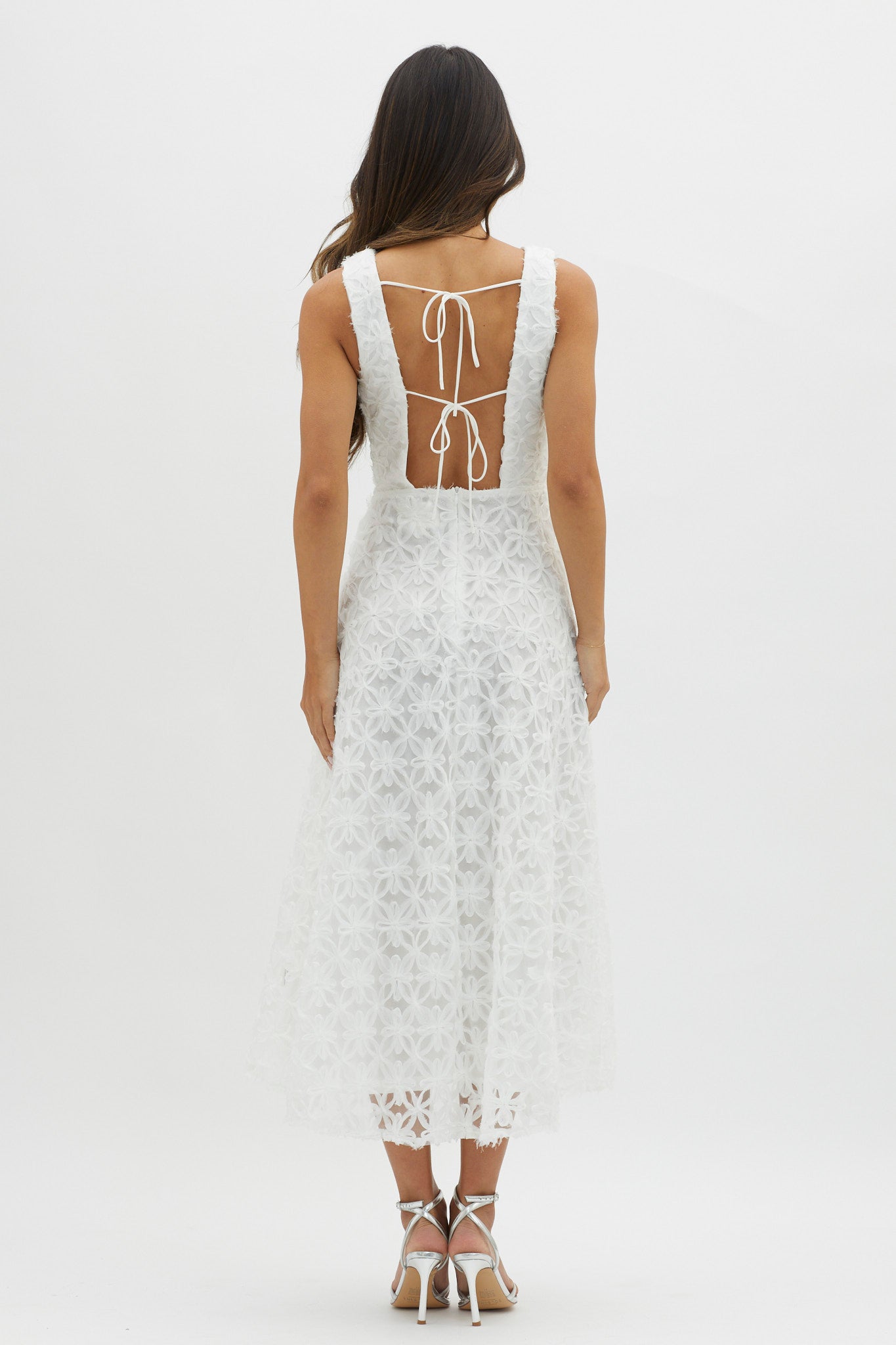 Dianne Sleeveless Embellished Midi Dress White by Selfie Leslie Australia