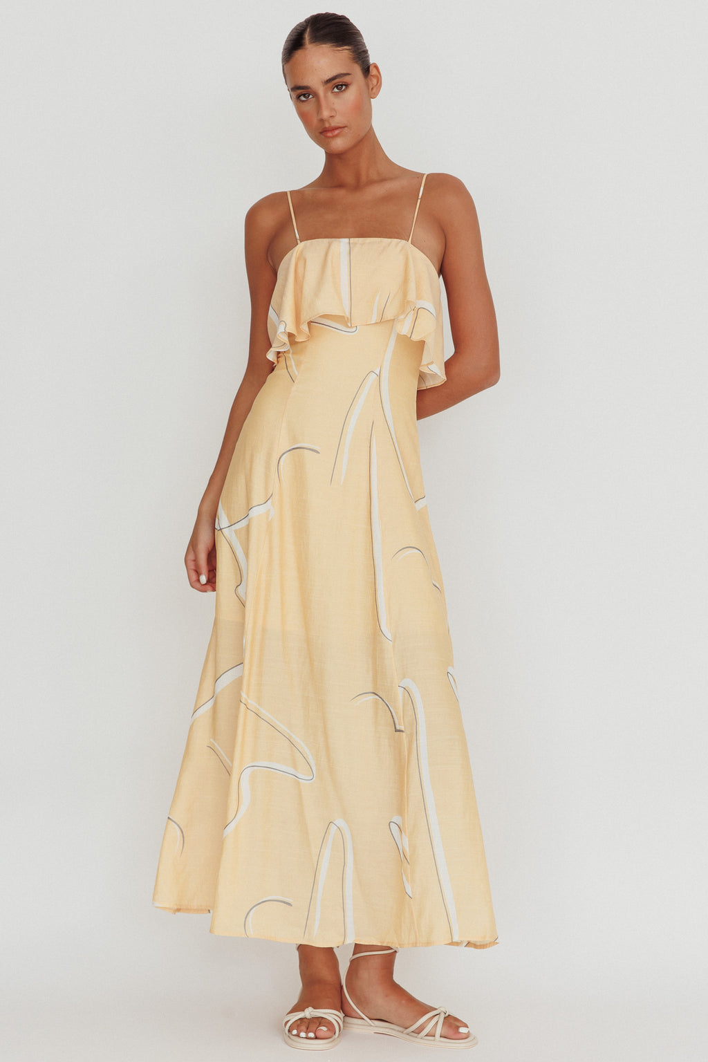 Cressida Line Ruffle Maxi Dress Mango by Selfie Leslie Australia