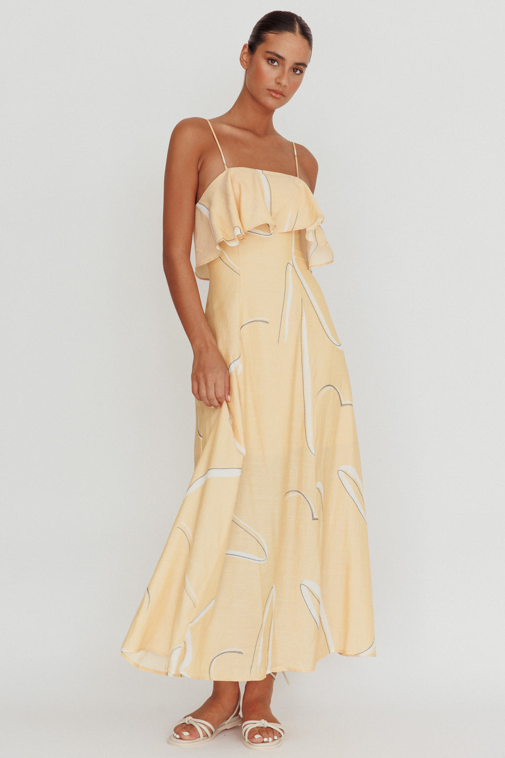Cressida Line Ruffle Maxi Dress Mango by Selfie Leslie Australia