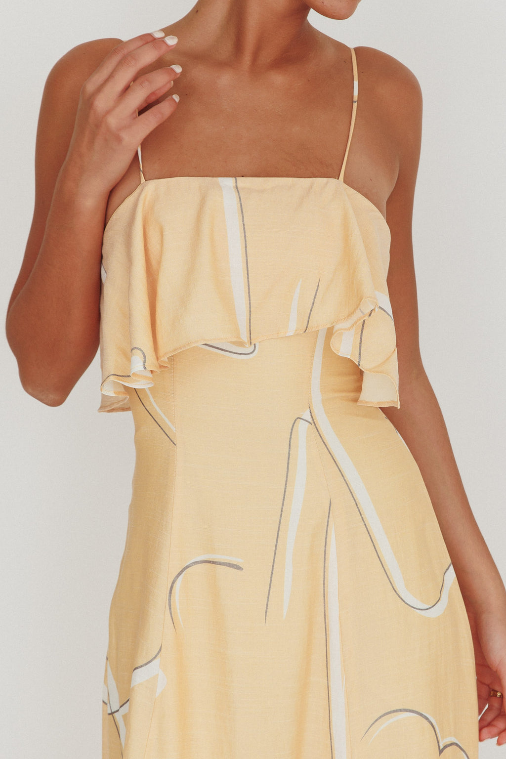 Cressida Line Ruffle Maxi Dress Mango by Selfie Leslie Australia
