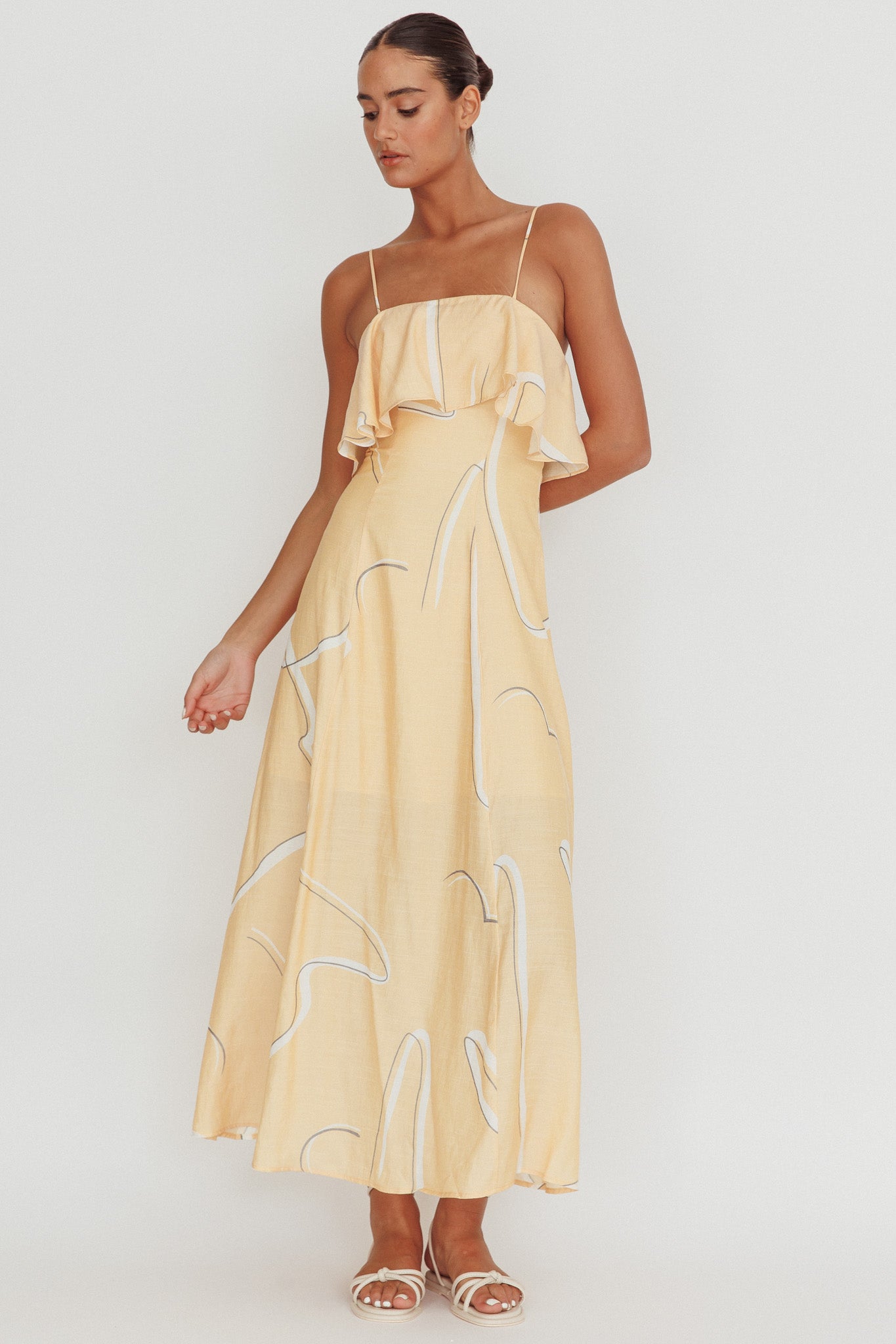 Cressida Line Ruffle Maxi Dress Mango by Selfie Leslie Australia