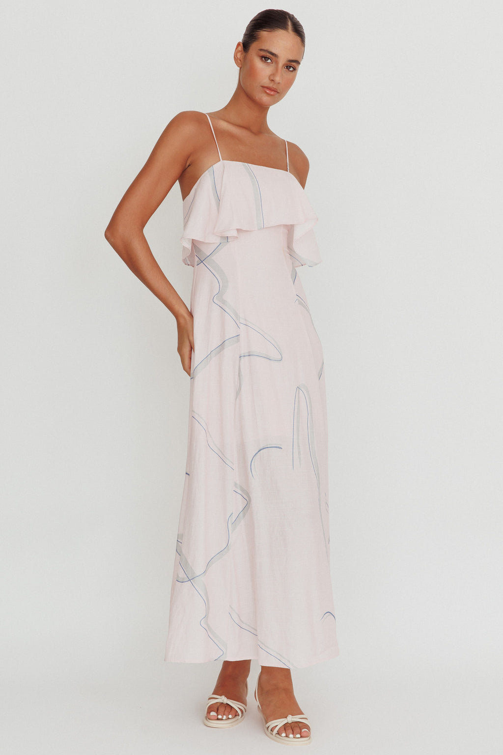 Cressida Line Ruffle Maxi Dress Pink by Selfie Leslie Australia