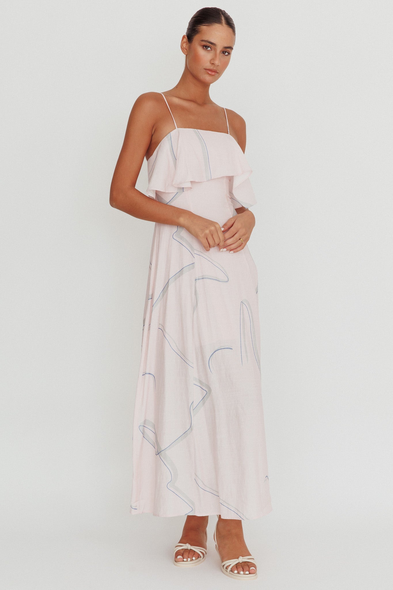 Cressida Line Ruffle Maxi Dress Pink by Selfie Leslie Australia