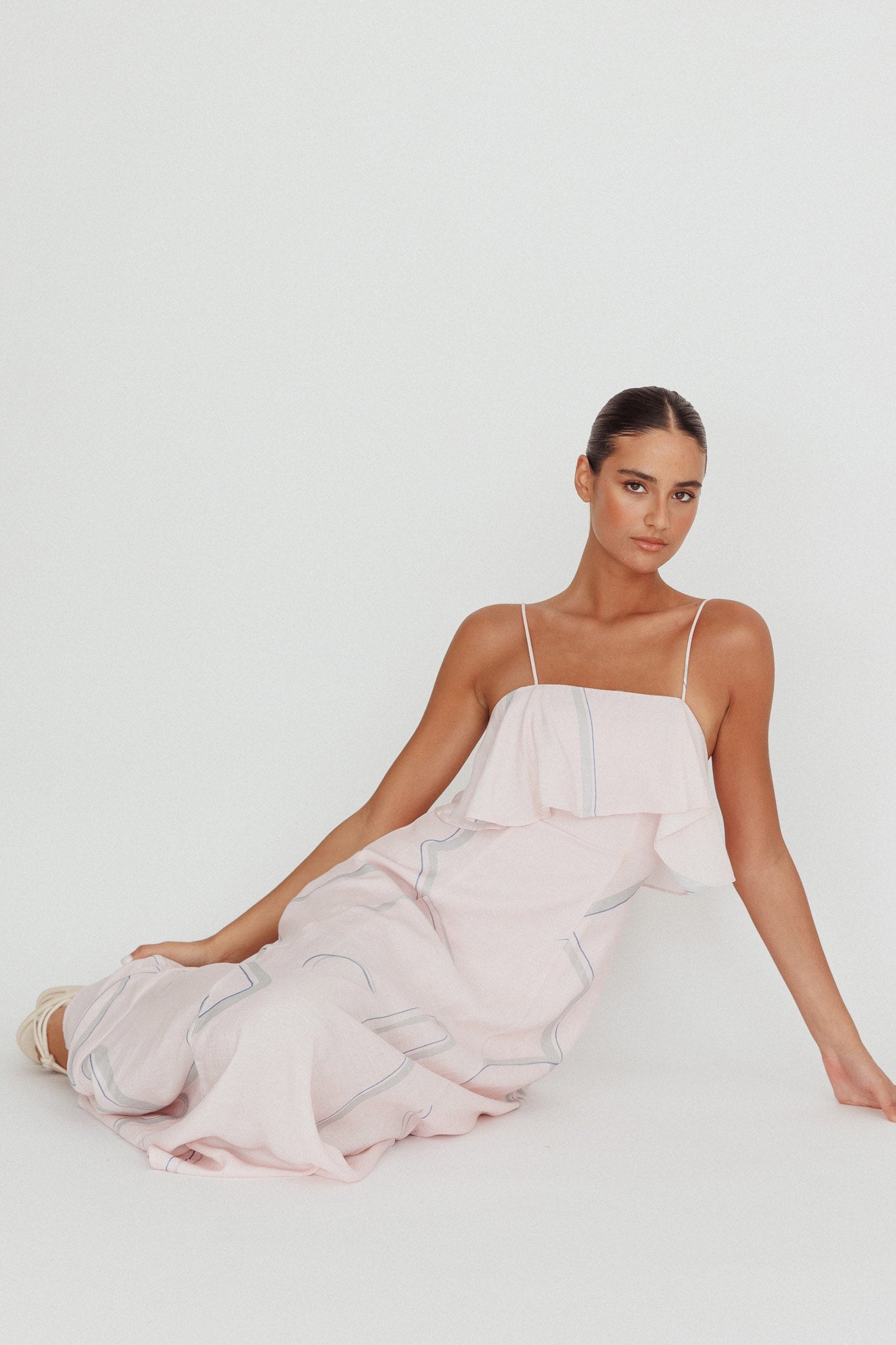 Cressida Line Ruffle Maxi Dress Pink by Selfie Leslie Australia