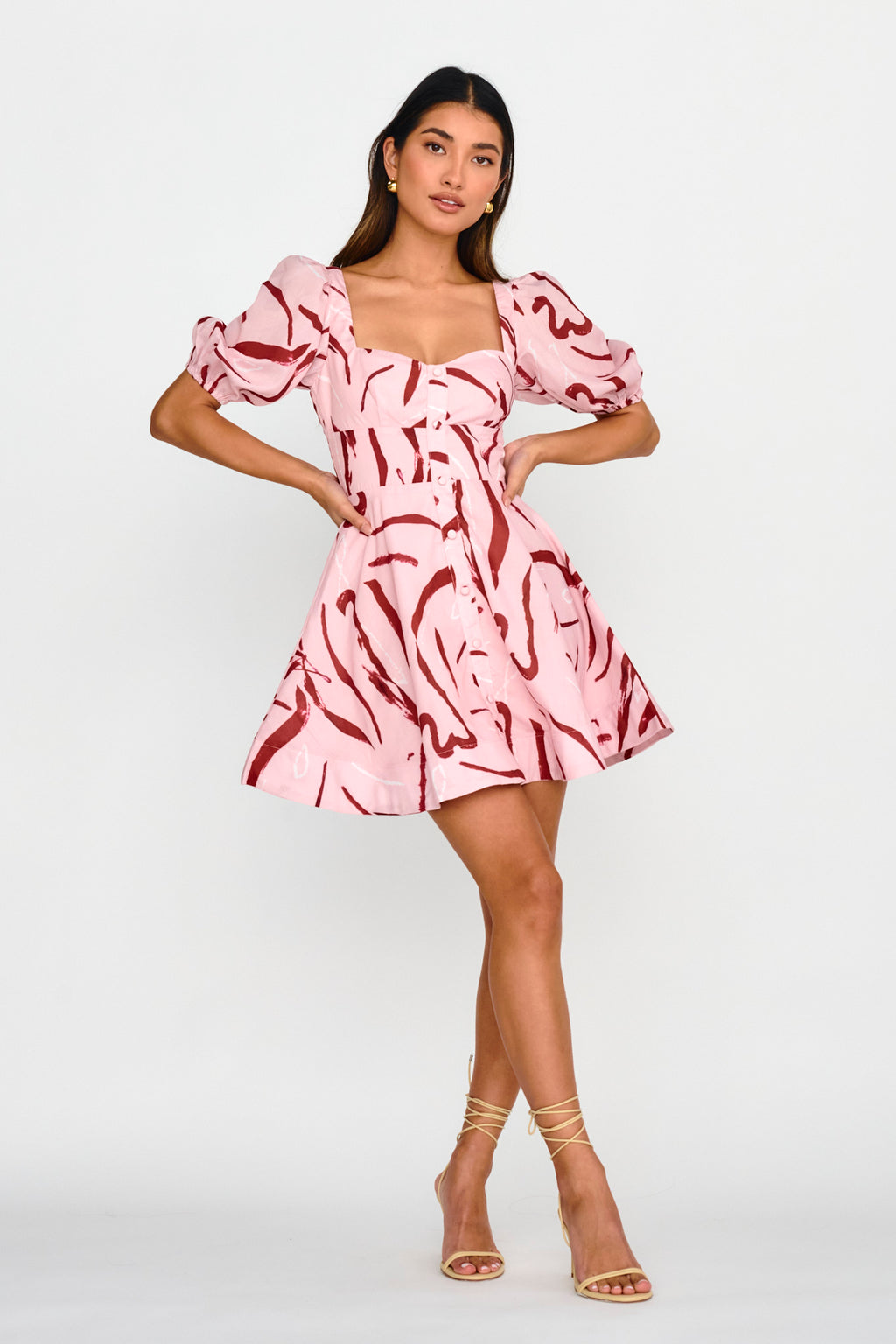 Truelove Puff Sleeve A-Line Mini Dress Pink by Selfie Leslie Australia