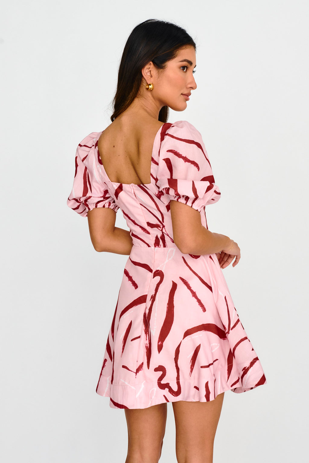 Truelove Puff Sleeve A-Line Mini Dress Pink by Selfie Leslie Australia
