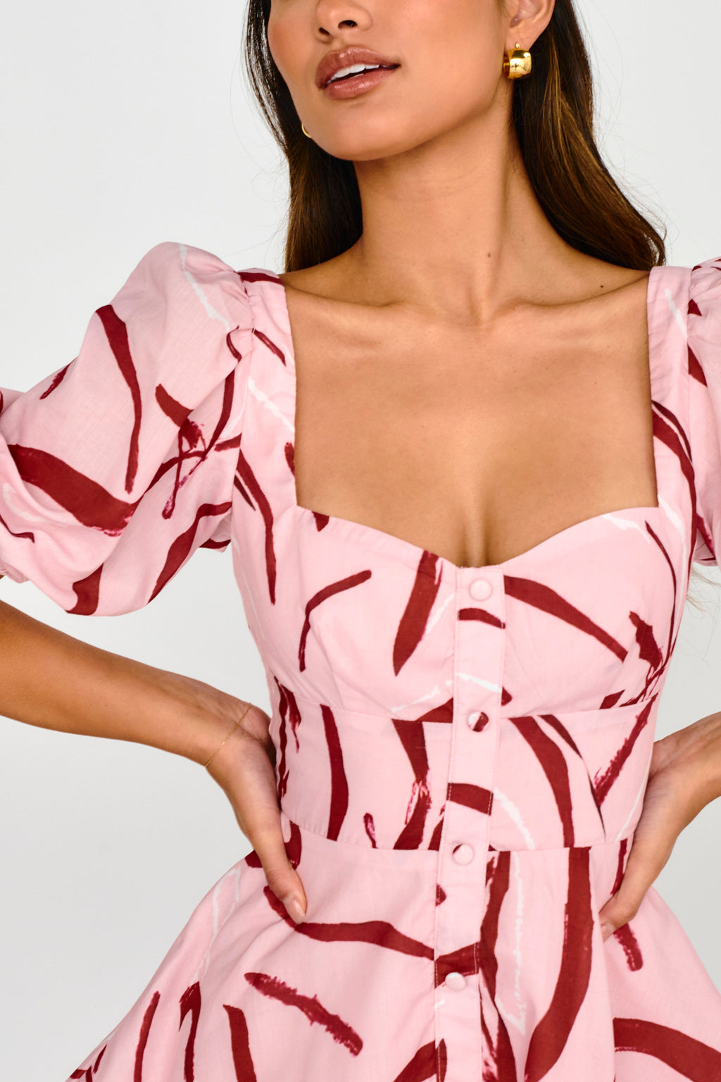 Truelove Puff Sleeve A-Line Mini Dress Pink by Selfie Leslie Australia