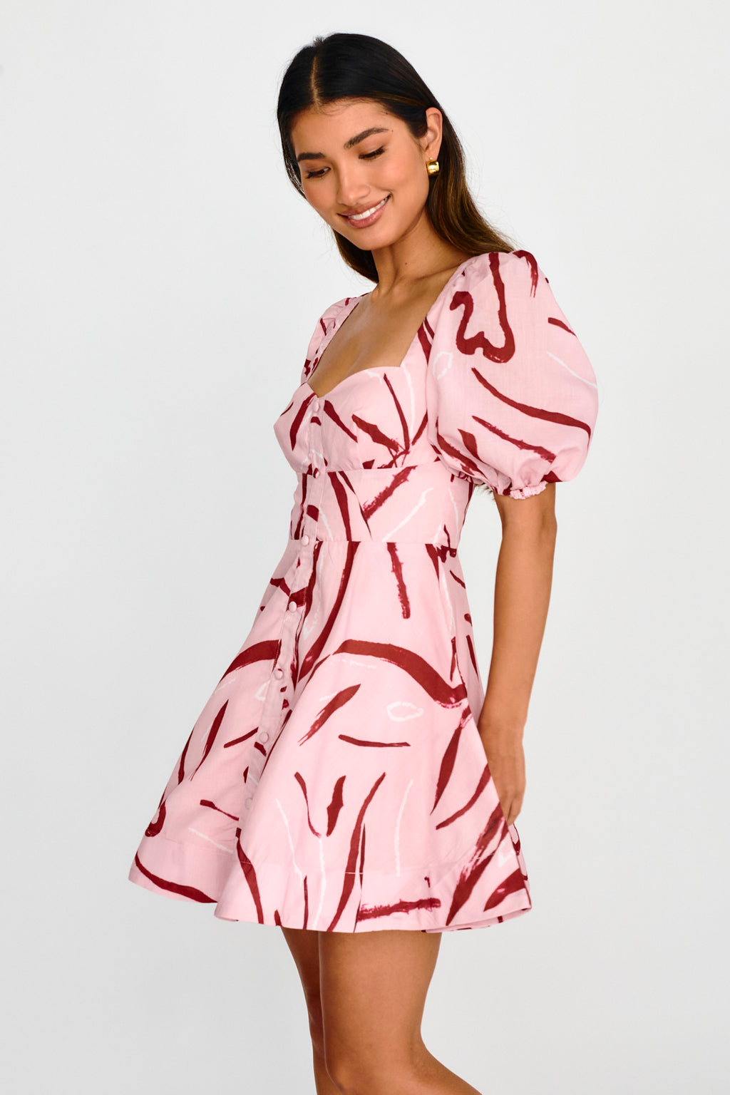 Truelove Puff Sleeve A-Line Mini Dress Pink by Selfie Leslie Australia